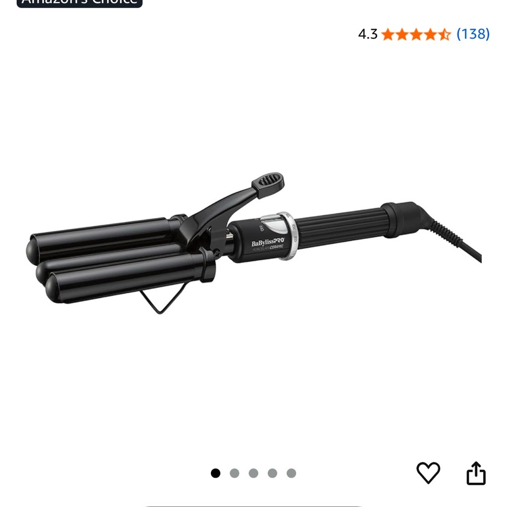 BaBylissPRO Porcelain Ceramic Triple Barrel Waver - Black